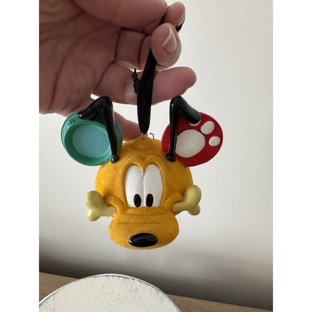 RARE DISNEY PARKS PLUTO with BONE & MICKEY MOUSE EARS CHRISTMAS ORNAMENT